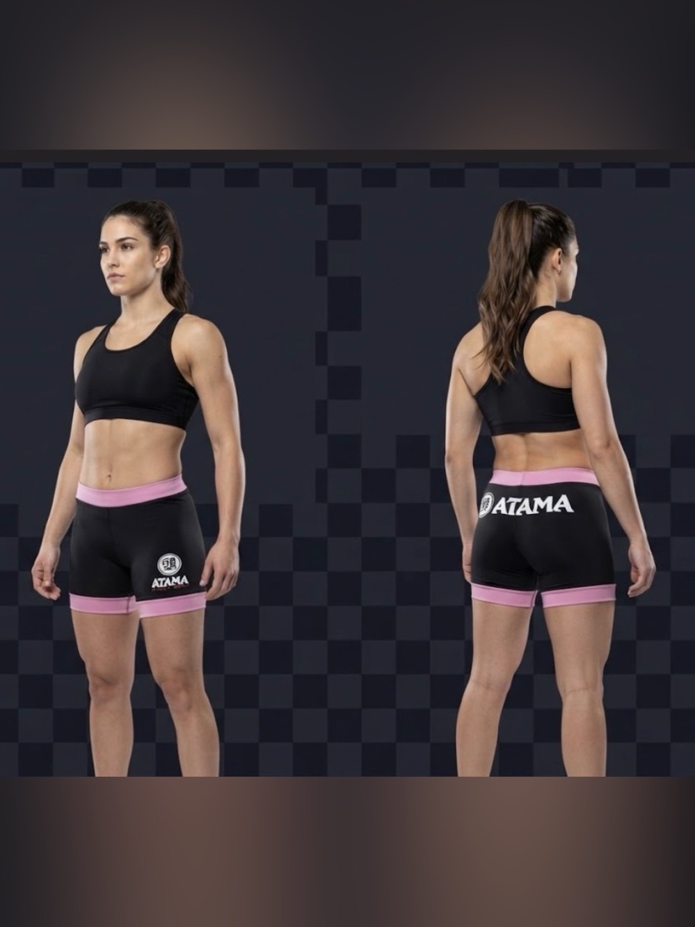 Vintage Atama Women's Vale Tudo Grappling Shorts Black Pink Size Large BJJ MMA